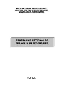 propramme national de français au secondaire - EPSP